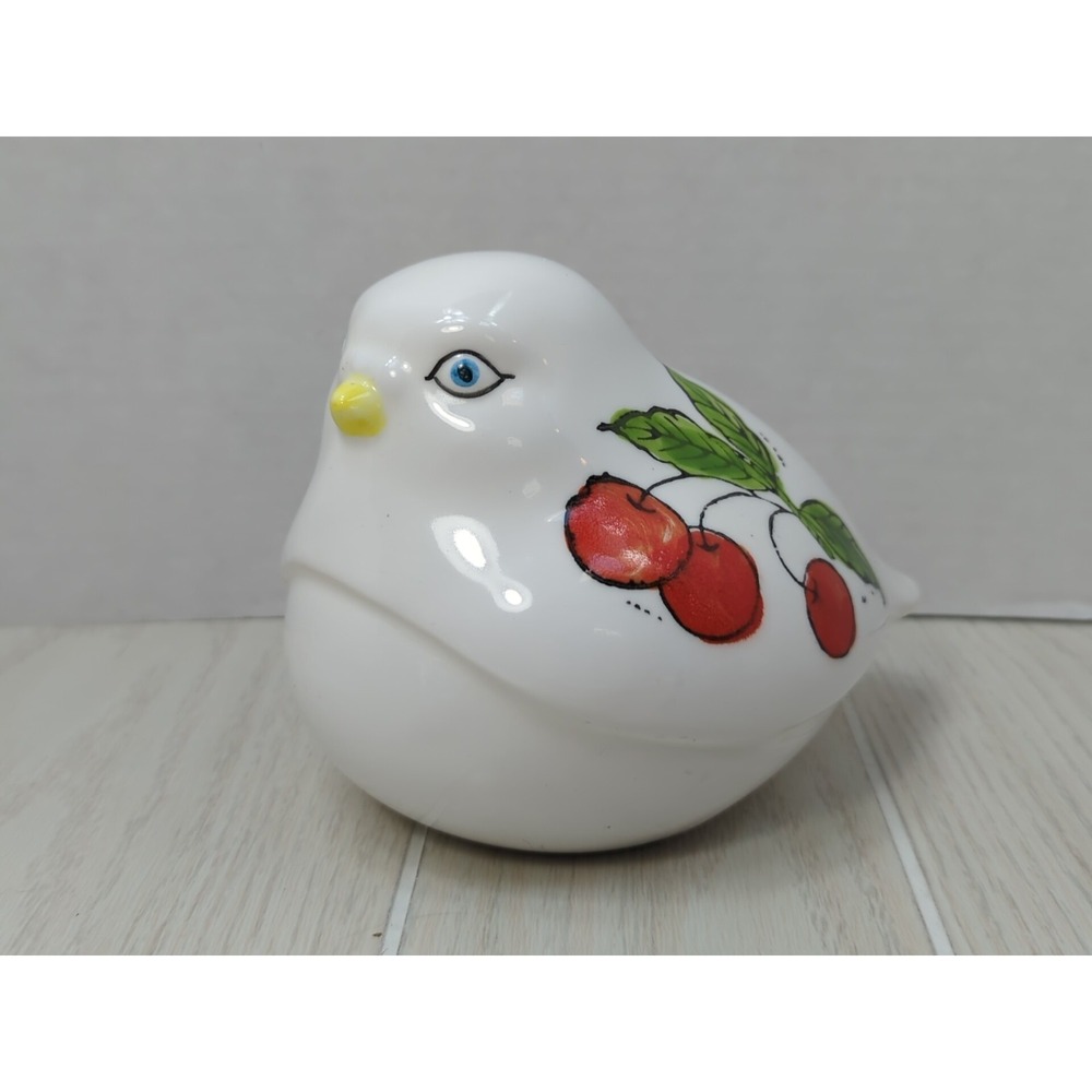 Enesco‎ White Dove Bird Coin Bank painted cherries vintage Japan